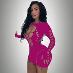 Sexi Women Fishnet Night Dress Hot Bodycon Clubwear Vestido Sexy Catsuit Erotic Transparent Midi Dresses mujer  Plus Size